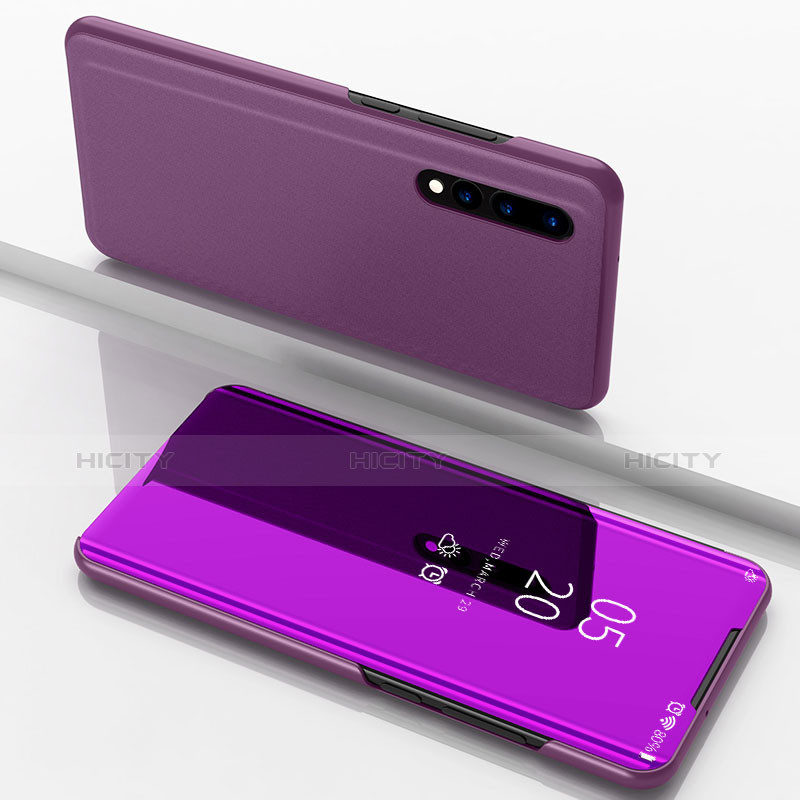 Handytasche Stand Schutzhülle Leder Rahmen Spiegel Tasche für Huawei P20 Pro Violett Plus