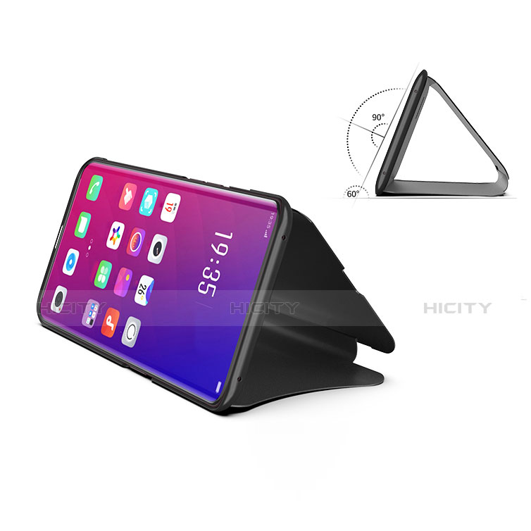 Handytasche Stand Schutzhülle Leder Rahmen Spiegel Tasche für Oppo Find X Super Flash Edition groß