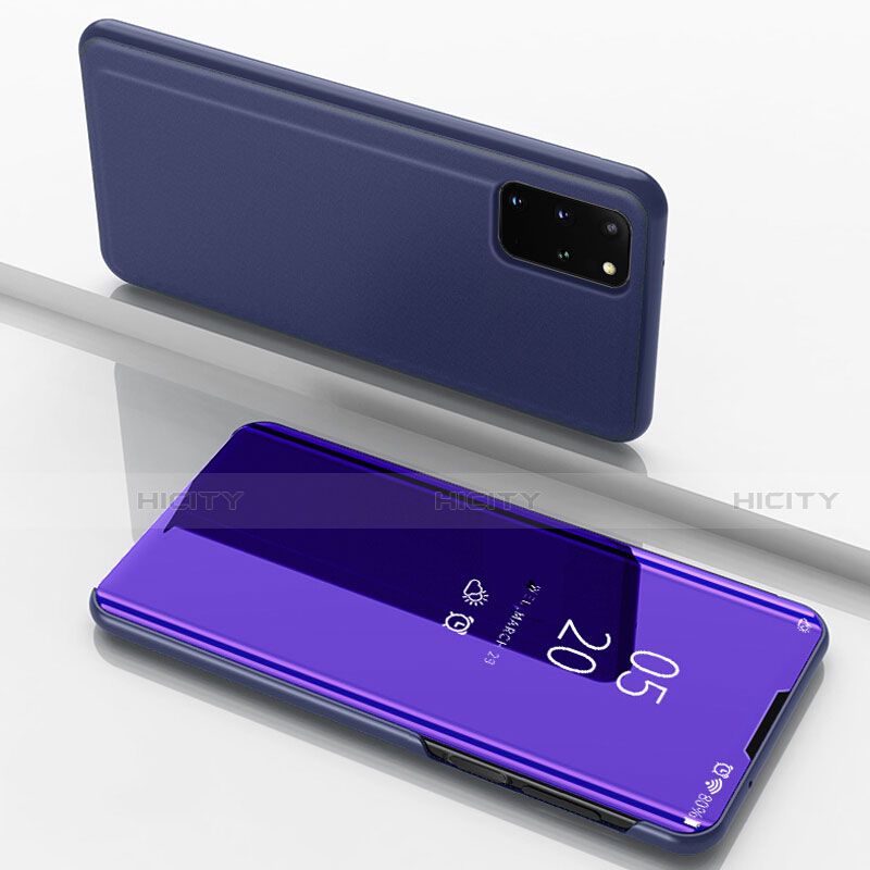 Handytasche Stand Schutzhülle Leder Rahmen Spiegel Tasche für Samsung Galaxy S20 Plus 5G Violett