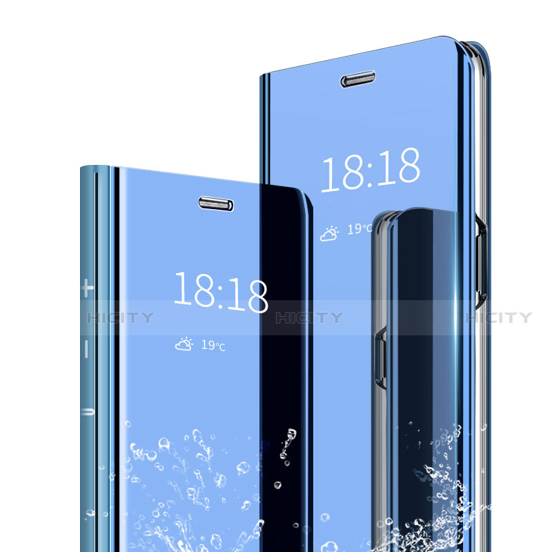Handytasche Stand Schutzhülle Leder Rahmen Spiegel Tasche für Xiaomi Mi 9 Lite Blau