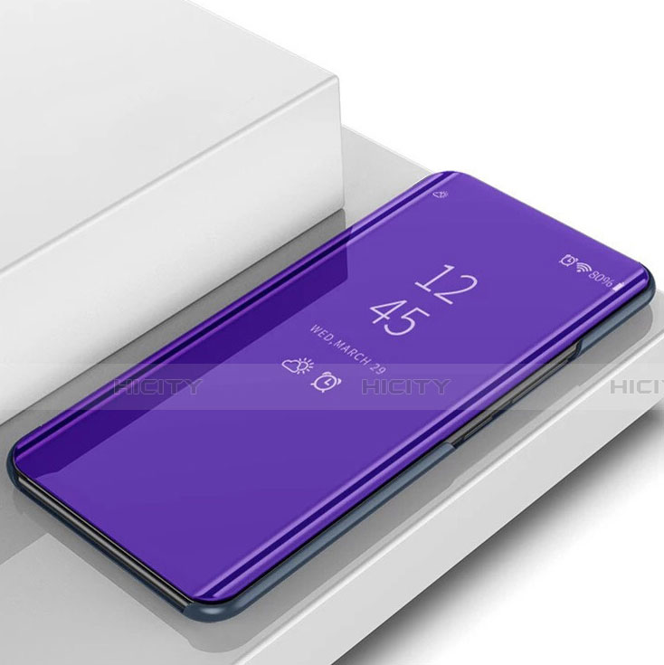 Handytasche Stand Schutzhülle Leder Rahmen Spiegel Tasche L02 für Samsung Galaxy S10 5G SM-G977B Violett