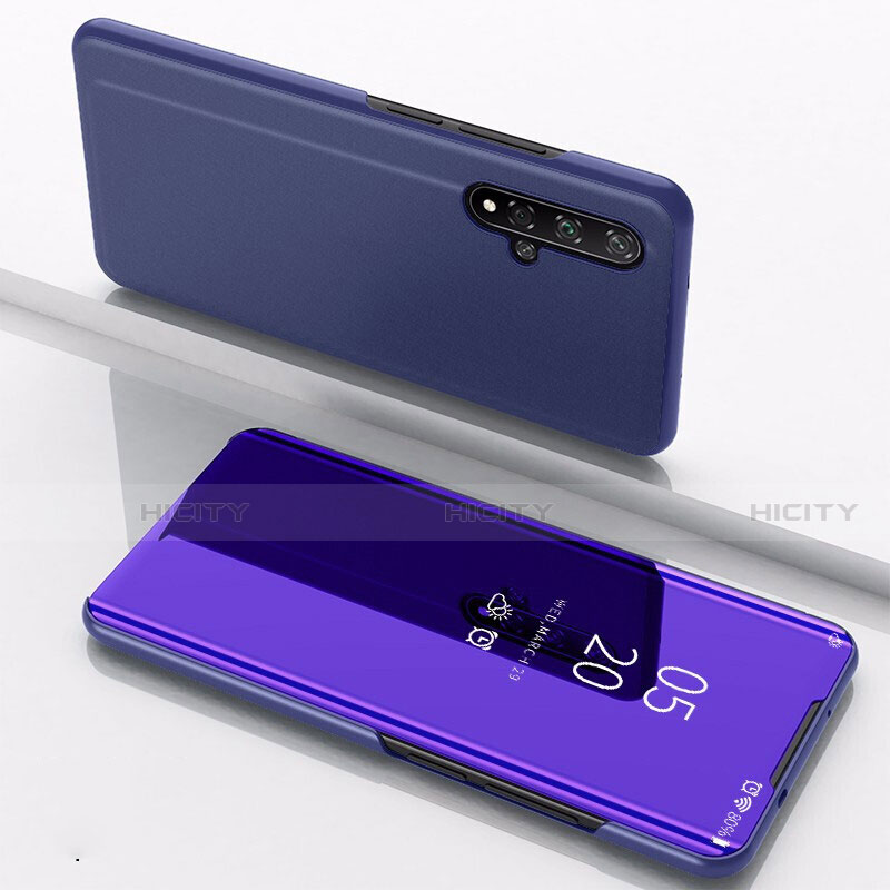 Handytasche Stand Schutzhülle Leder Rahmen Spiegel Tasche M01 für Huawei Honor 20S Violett Plus