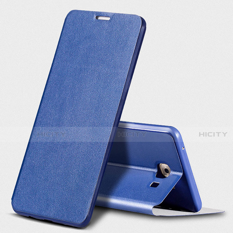 Handytasche Stand Schutzhülle Leder S01 für Samsung Galaxy C9 Pro C9000 Blau