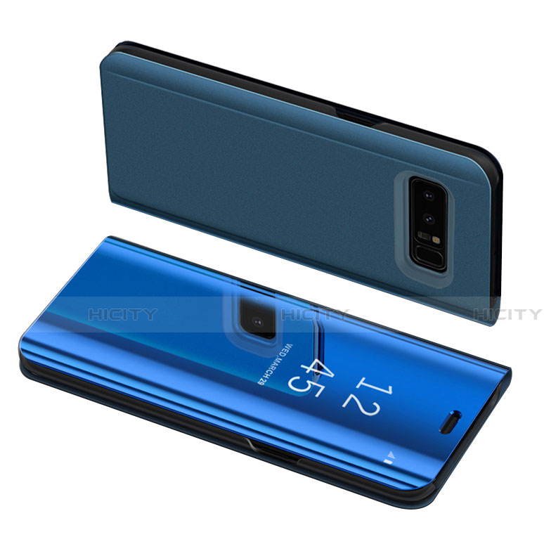 Handytasche Stand Schutzhülle Leder S01 für Samsung Galaxy Note 8 Blau