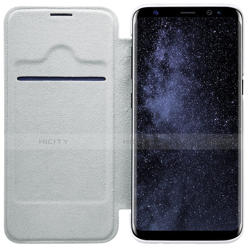 Handytasche Stand Schutzhülle Leder S01 für Samsung Galaxy S8 Weiß