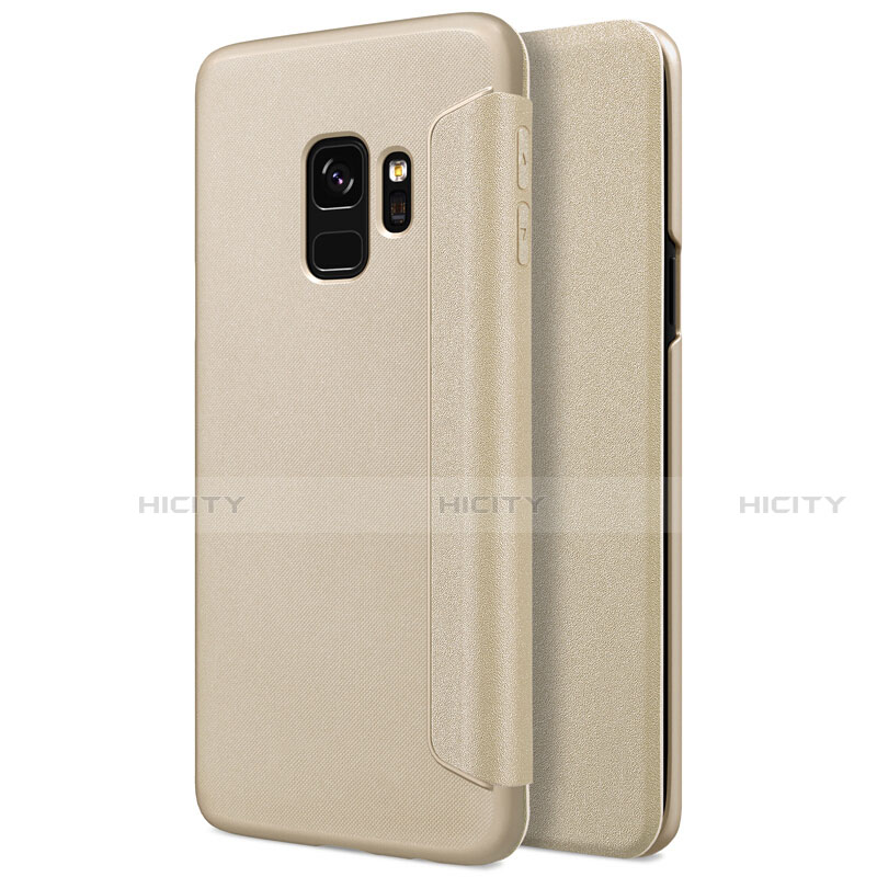 Handytasche Stand Schutzhülle Leder S01 für Samsung Galaxy S9 Gold