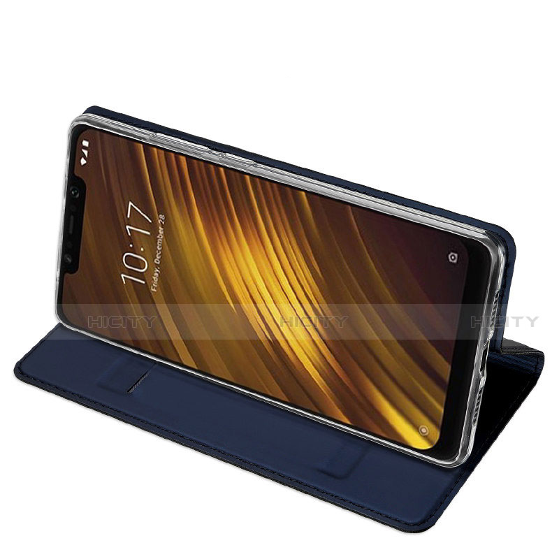 Handytasche Stand Schutzhülle Leder S01 für Xiaomi Pocophone F1 Blau