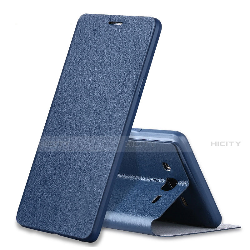 Handytasche Stand Schutzhülle LederS01 für Samsung Galaxy On7 Pro Blau