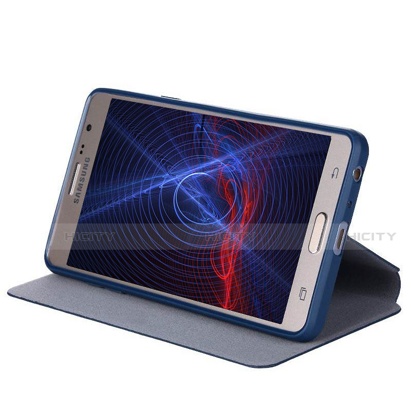 Handytasche Stand Schutzhülle LederS01 für Samsung Galaxy On7 Pro Blau