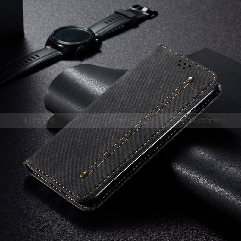 Handytasche Stand Schutzhülle Stoff B01S für Huawei Honor 50 Lite Schwarz