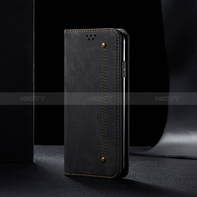 Handytasche Stand Schutzhülle Stoff B01S für Samsung Galaxy A04s Schwarz