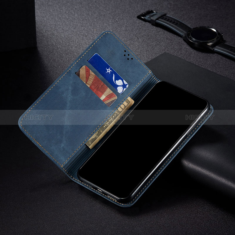 Handytasche Stand Schutzhülle Stoff B01S für Samsung Galaxy F12 groß