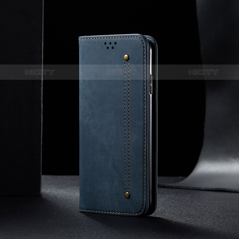 Handytasche Stand Schutzhülle Stoff B01S für Samsung Galaxy M01s Blau