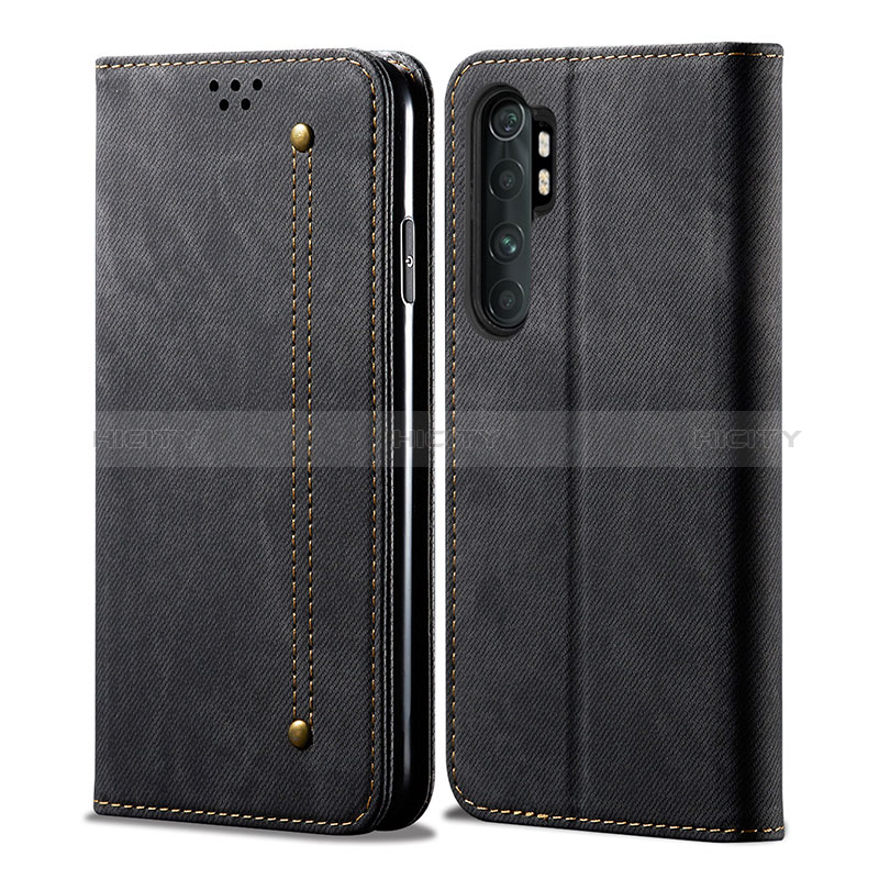 Handytasche Stand Schutzhülle Stoff B01S für Xiaomi Mi Note 10 Lite Schwarz