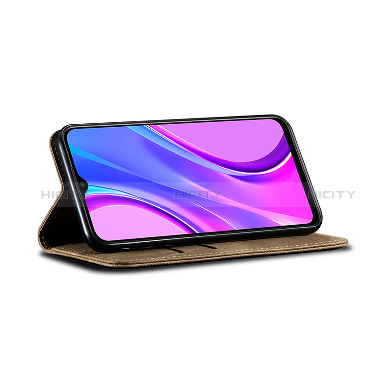 Handytasche Stand Schutzhülle Stoff B01S für Xiaomi Redmi 9 groß