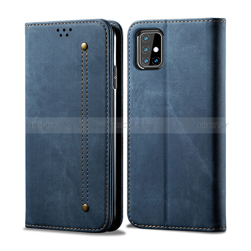 Handytasche Stand Schutzhülle Stoff B02S für Samsung Galaxy M31s Blau