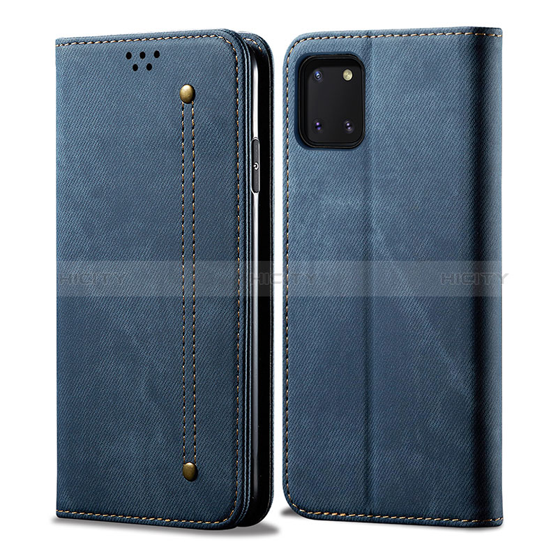 Handytasche Stand Schutzhülle Stoff B02S für Samsung Galaxy Note 10 Lite Blau