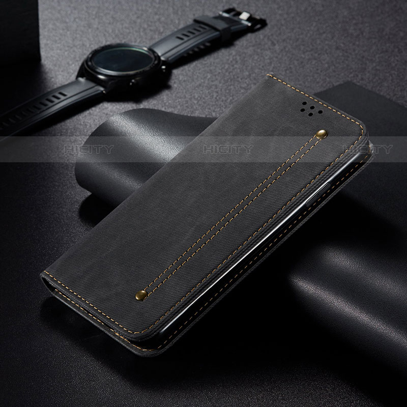 Handytasche Stand Schutzhülle Stoff B02S für Samsung Galaxy S21 5G Schwarz