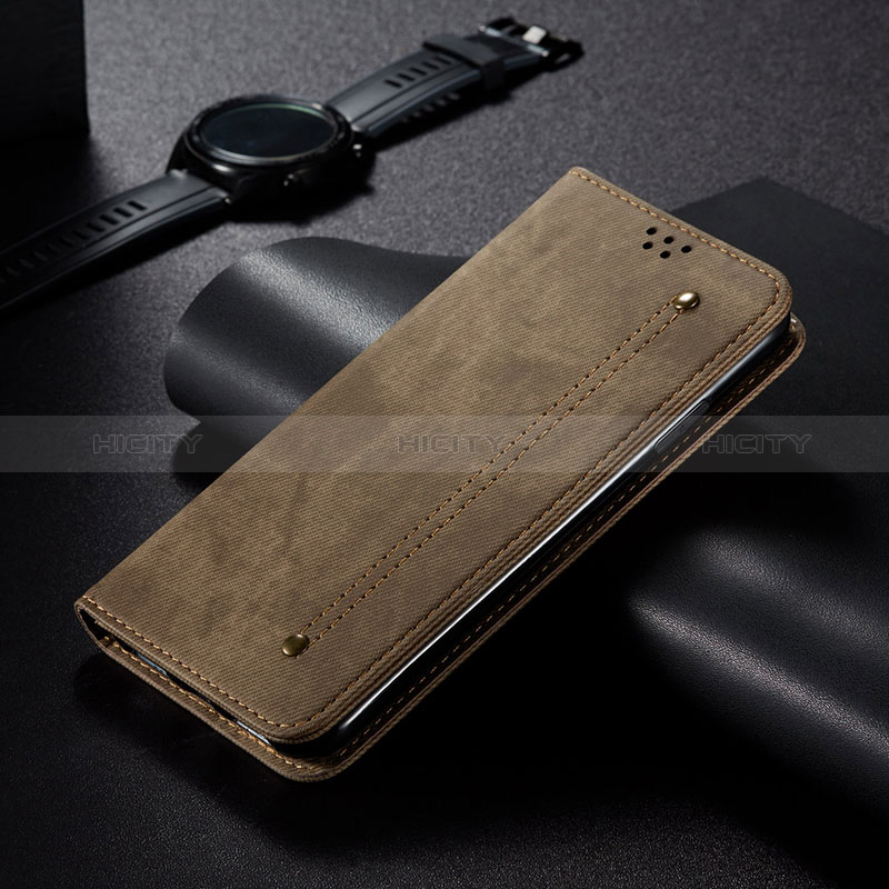 Handytasche Stand Schutzhülle Stoff B02S für Xiaomi Mi 10T Pro 5G Kahki