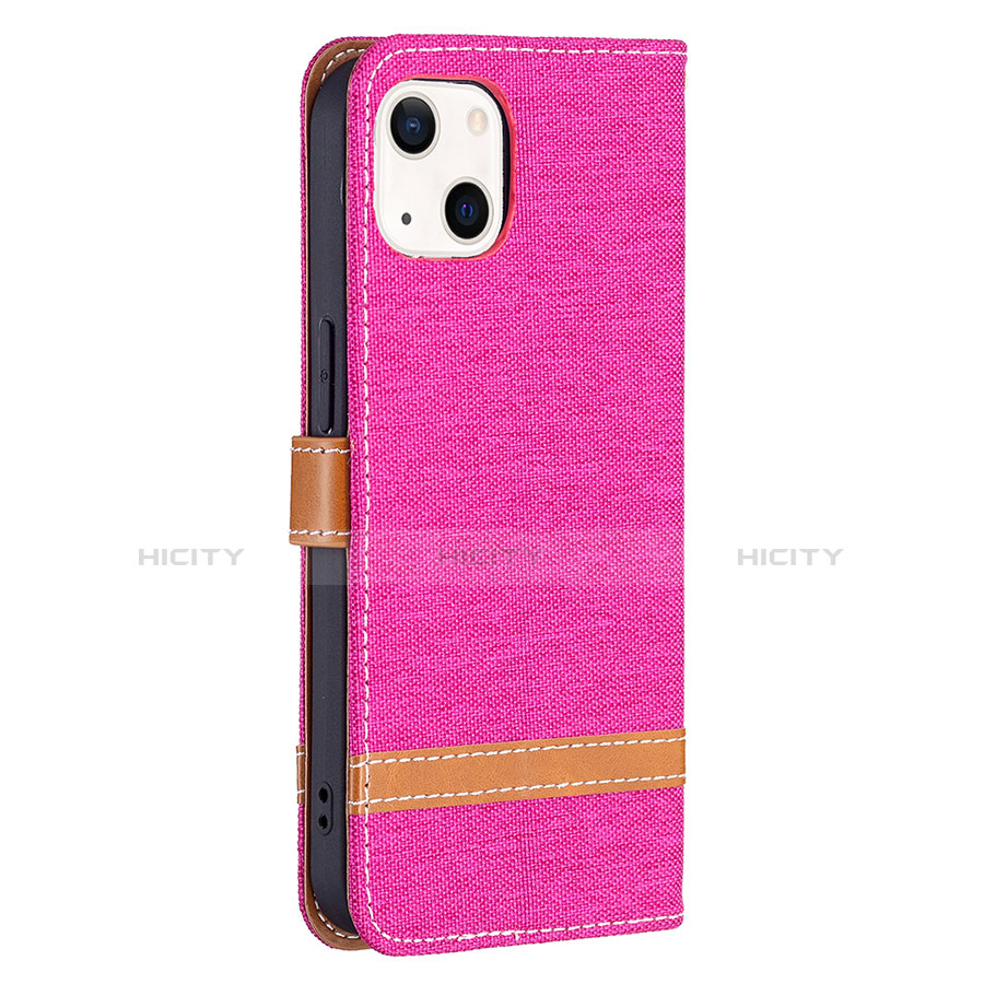 Handytasche Stand Schutzhülle Stoff für Apple iPhone 13 Mini Pink groß