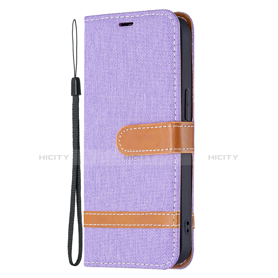 Handytasche Stand Schutzhülle Stoff für Apple iPhone 13 Mini Violett groß