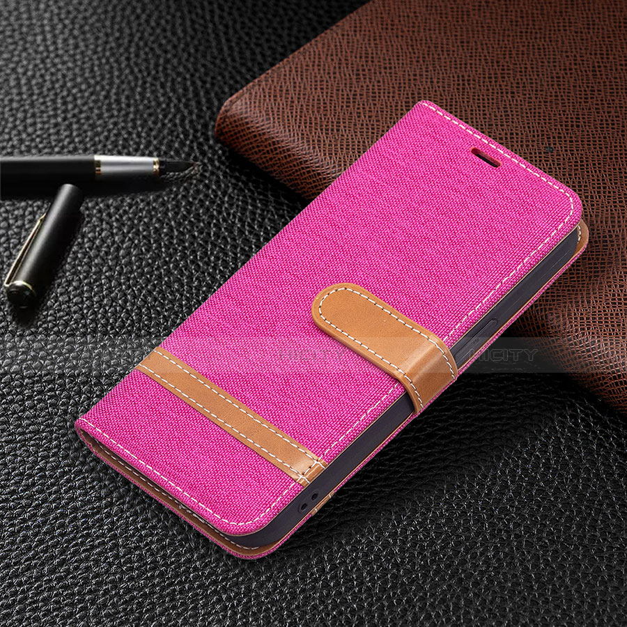 Handytasche Stand Schutzhülle Stoff für Apple iPhone 13 Pink