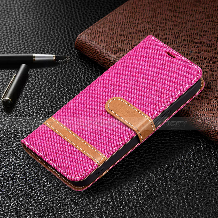 Handytasche Stand Schutzhülle Stoff für Apple iPhone 13 Pro Pink groß