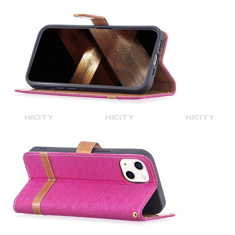 Handytasche Stand Schutzhülle Stoff für Apple iPhone 15 Pink groß