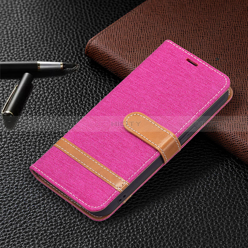 Handytasche Stand Schutzhülle Stoff für Apple iPhone 15 Pink groß