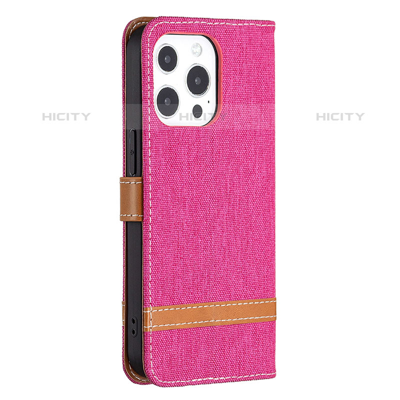 Handytasche Stand Schutzhülle Stoff für Apple iPhone 15 Pro Max Pink groß