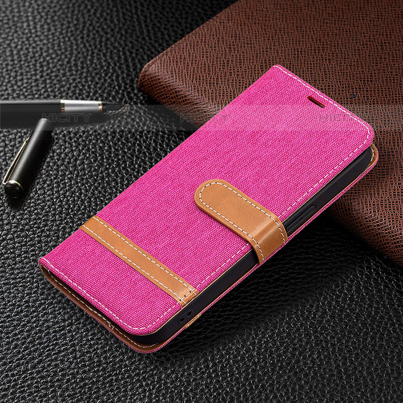 Handytasche Stand Schutzhülle Stoff für Apple iPhone 15 Pro Pink