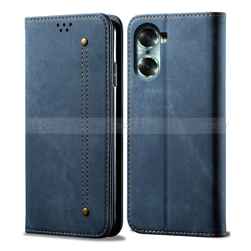 Handytasche Stand Schutzhülle Stoff für Huawei Honor 60 5G Blau