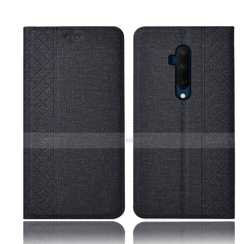 Handytasche Stand Schutzhülle Stoff für OnePlus 7T Pro 5G Schwarz