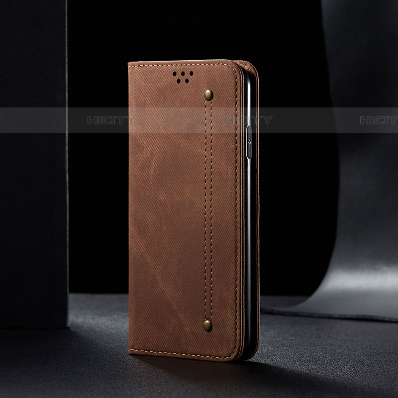 Handytasche Stand Schutzhülle Stoff für Samsung Galaxy A05s Braun