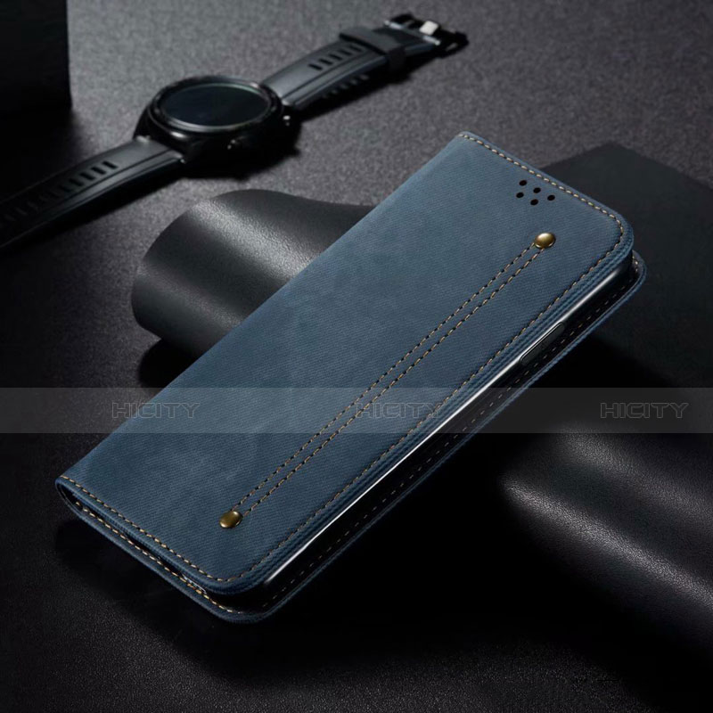 Handytasche Stand Schutzhülle Stoff für Samsung Galaxy A31 Blau Plus