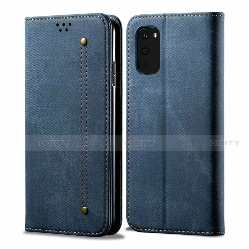 Handytasche Stand Schutzhülle Stoff für Samsung Galaxy S20 FE 5G Blau Plus