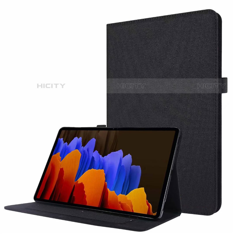 Handytasche Stand Schutzhülle Stoff für Samsung Galaxy Tab S7 11 Wi-Fi SM-T870 Schwarz