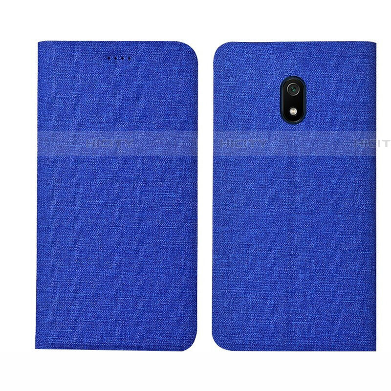 Handytasche Stand Schutzhülle Stoff für Xiaomi Redmi 8A Blau Plus