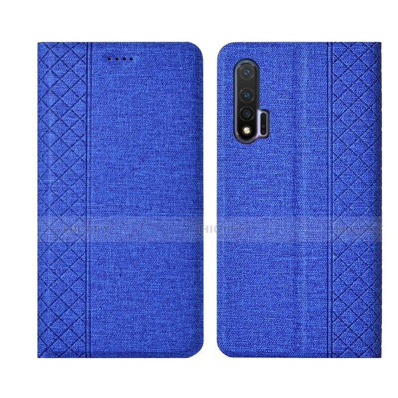 Handytasche Stand Schutzhülle Stoff H01 für Huawei Nova 6 Blau Plus