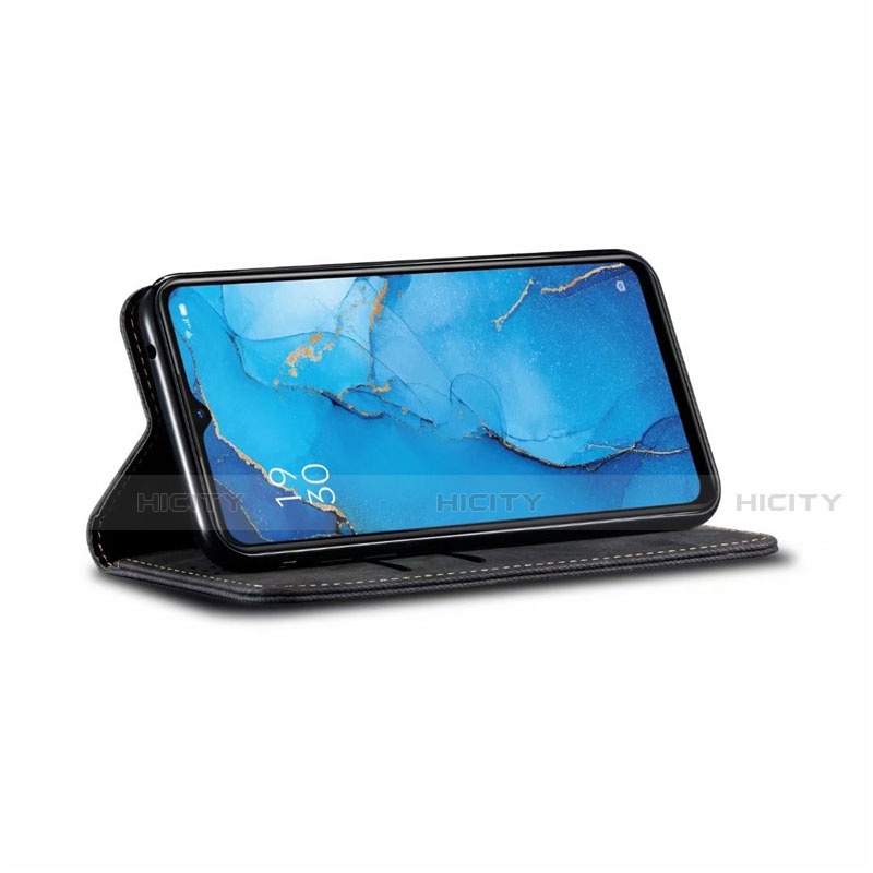 Handytasche Stand Schutzhülle Stoff H01 für Oppo A91 groß