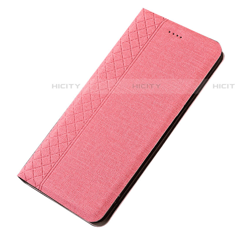 Handytasche Stand Schutzhülle Stoff H01 für Samsung Galaxy A70 Rosa