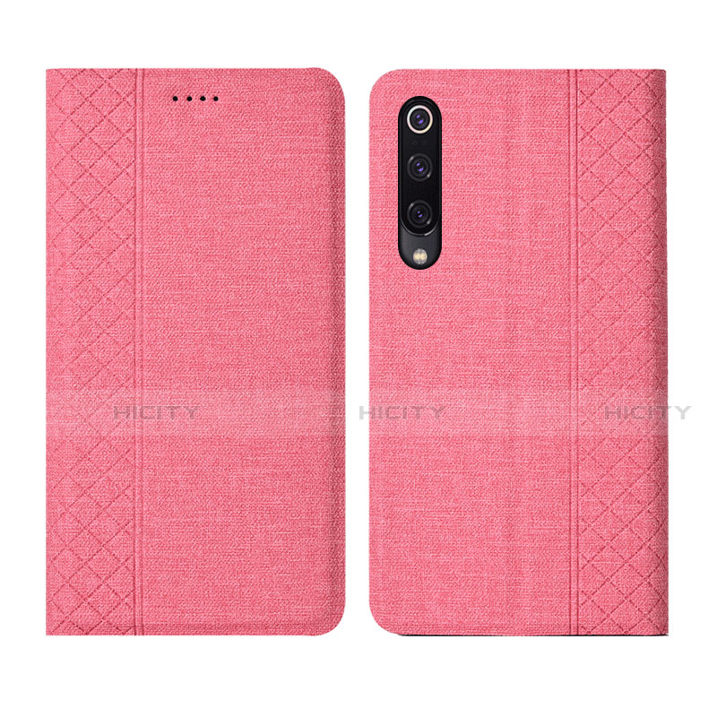 Handytasche Stand Schutzhülle Stoff H01 für Xiaomi Mi A3 Rosa Plus