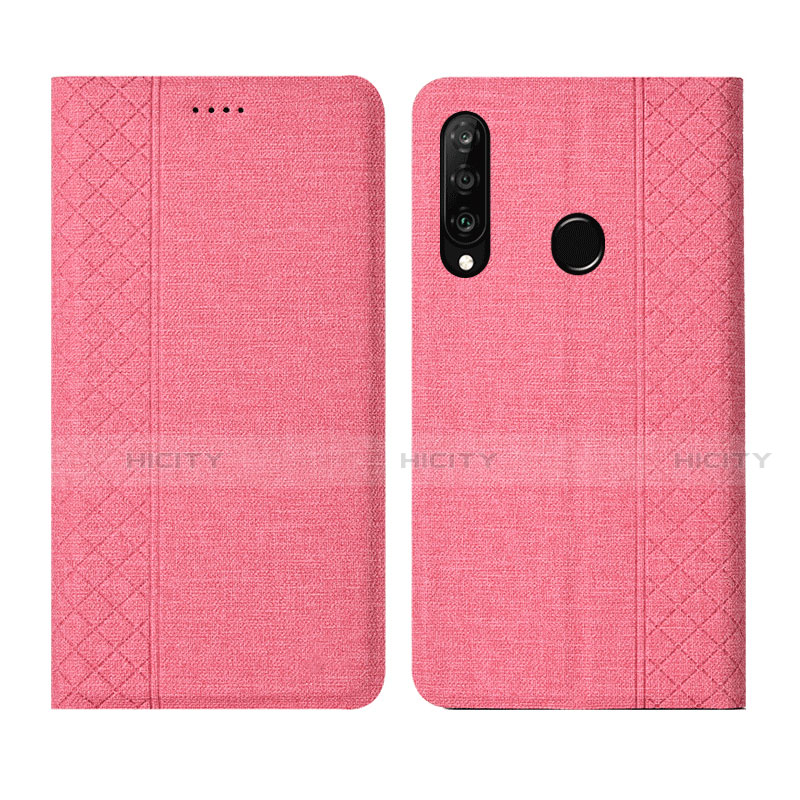 Handytasche Stand Schutzhülle Stoff H02 für Huawei Nova 4e Rosa