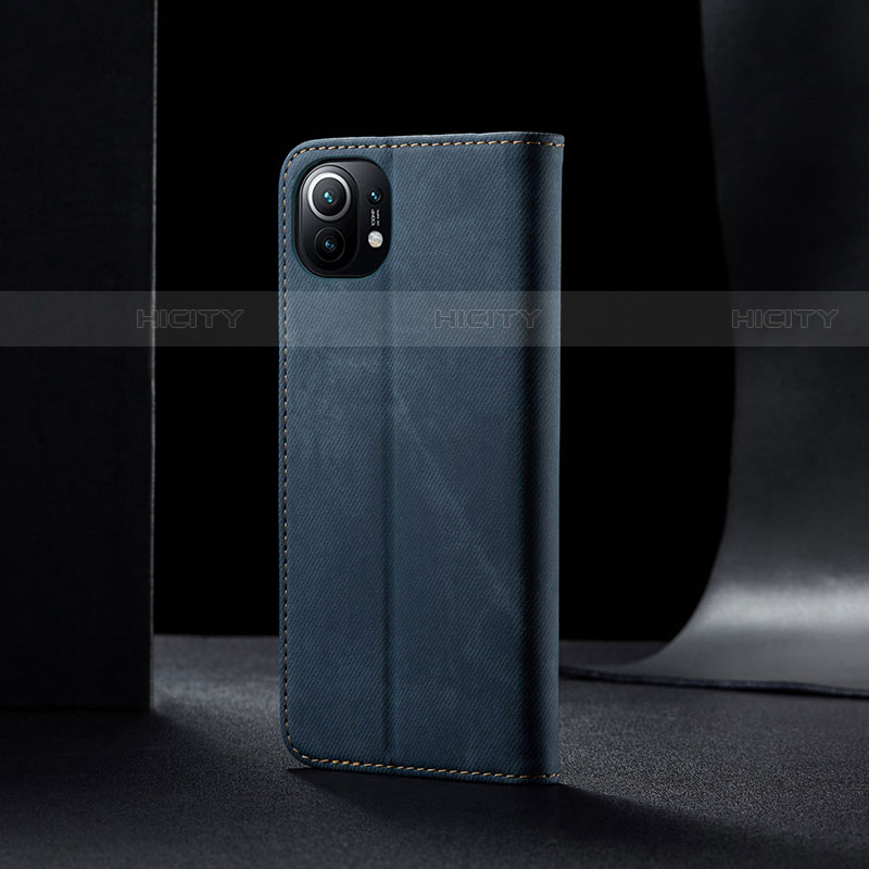 Handytasche Stand Schutzhülle Stoff H02 für Xiaomi Mi 11 5G Blau