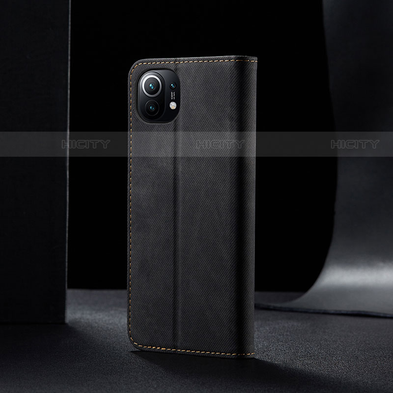 Handytasche Stand Schutzhülle Stoff H02 für Xiaomi Mi 11 5G Schwarz