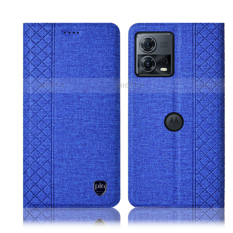 Handytasche Stand Schutzhülle Stoff H12P für Motorola Moto Edge S30 Pro 5G Blau
