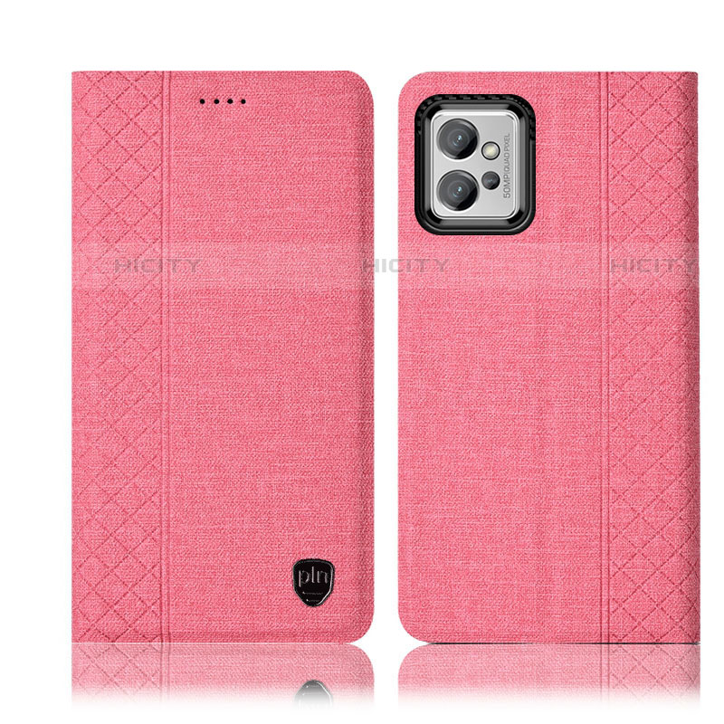 Handytasche Stand Schutzhülle Stoff H12P für Motorola Moto G32 Rosa