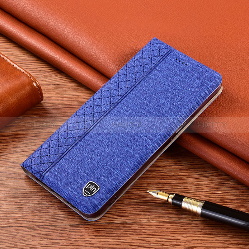 Handytasche Stand Schutzhülle Stoff H12P für Samsung Galaxy A10s Blau