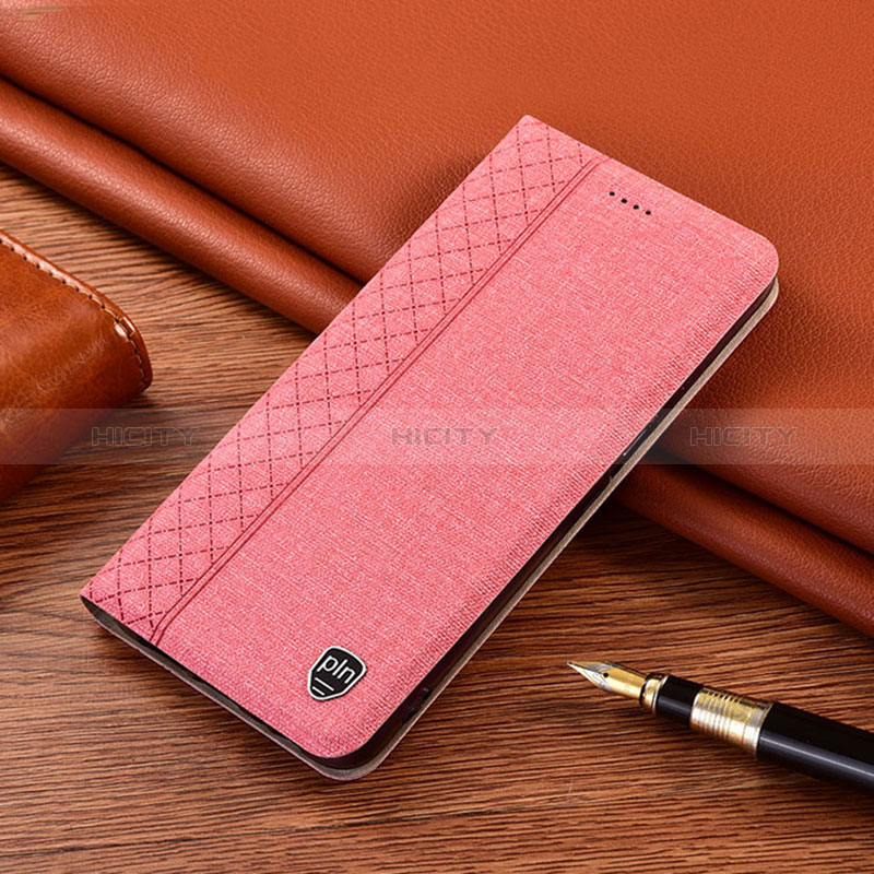 Handytasche Stand Schutzhülle Stoff H12P für Samsung Galaxy Note 10 5G Rosa