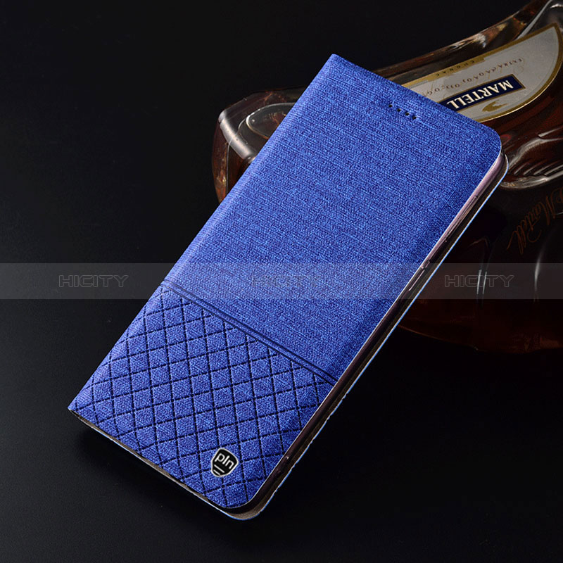 Handytasche Stand Schutzhülle Stoff H12P für Samsung Galaxy S10 Lite Blau